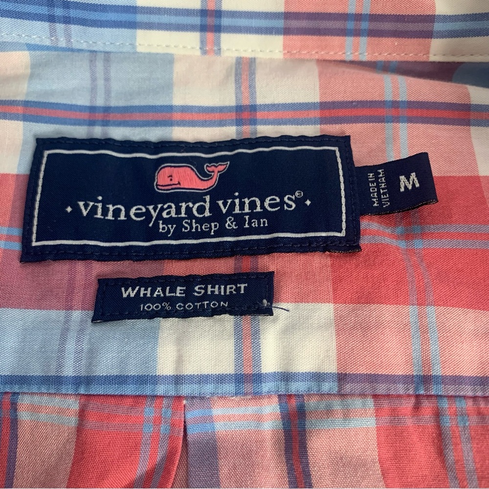 Vineyard Vines Pink and Blue Long Sleeve Button Down Size M Whale Shirt - Picture 3 of 5